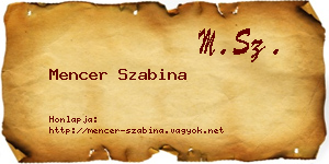 Mencer Szabina névjegykártya